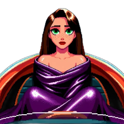 dress, jewelry, crown, pixel art, vaporwave, fantasy art, cartoon, outer space transparent PNG cut-out