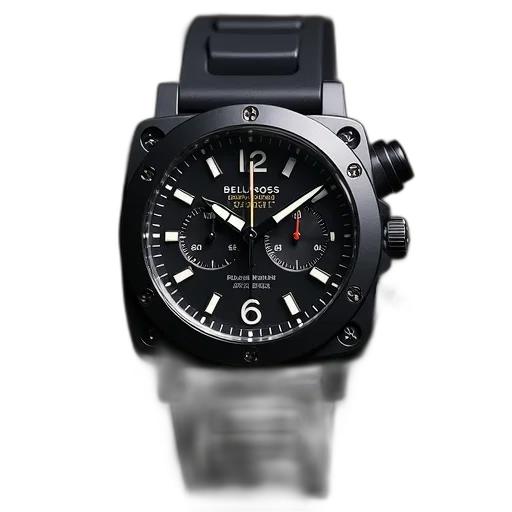 3d render, black, dial, replica, bell, ross, rubber, watch transparent PNG cut-out