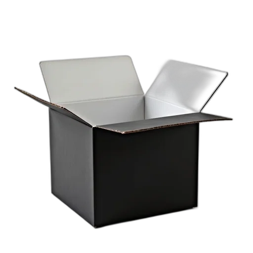 furniture, jewelry, 3d render, photorealistic, black, cardboard, box, flap transparent PNG cut-out
