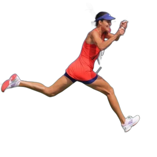 staff, photorealistic, 3d render, female, tennis, player, orange, dress transparent PNG cut-out