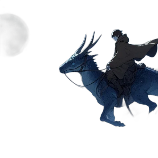 dragon, creature, concept art, fantasy art, pixel art, 3d render, fog, blue transparent PNG cut-out