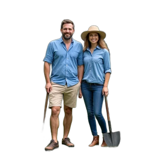 staff, umbrella, furniture, photorealistic, man, woman, standing, lush transparent PNG cut-out