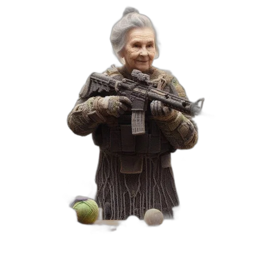 weapon, staff, jacket, animal, 3d render, concept art, photorealistic, pixel art transparent PNG cut-out