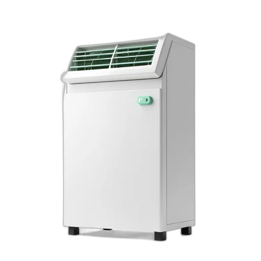 3d render, white, air, conditioner, green, control, panel, displayed transparent PNG cut-out
