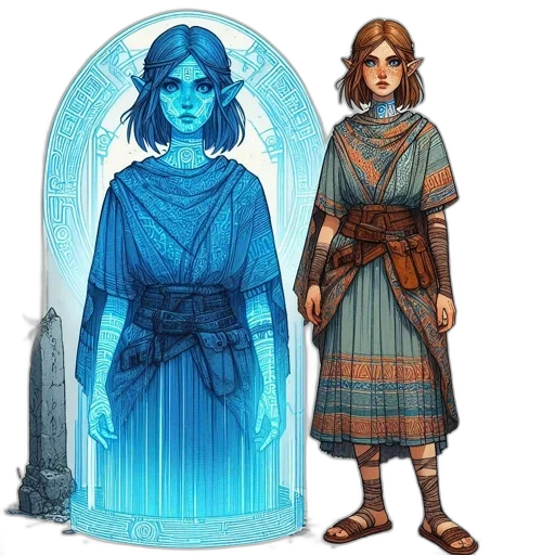 concept art, fantasy art, comic book art, pixel art, blue, pastel, colorful, two transparent PNG cut-out
