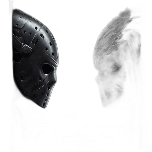 mask, face, weapon, hat, concept art, photorealistic, 3d render, fantasy art transparent PNG cut-out
