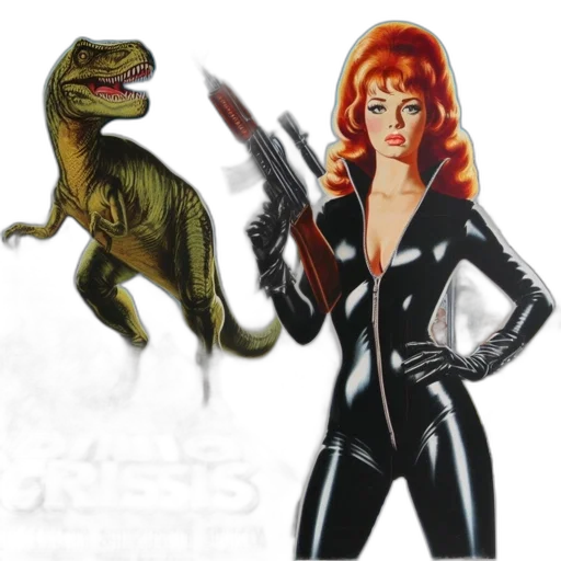 concept art, comic book art, fantasy art, cartoon, vintage, movie, poster, dinosaurus transparent PNG cut-out