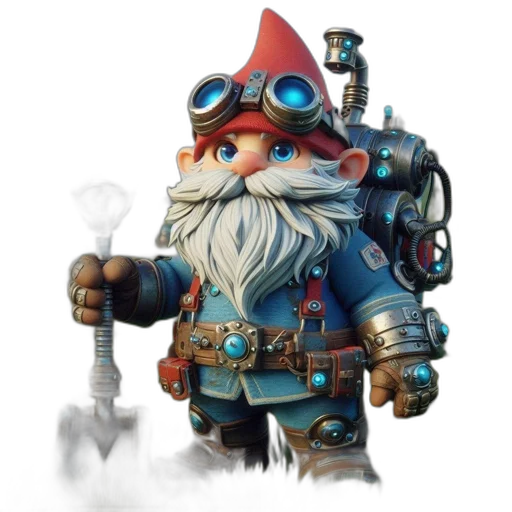 staff, weapon, concept art, fantasy art, 3d render, anthropomorphic, gnome, character transparent PNG cut-out