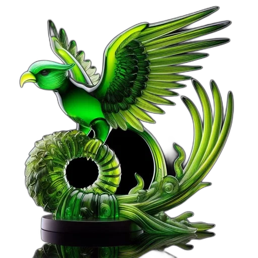 dragon, 3d render, fantasy art, photorealistic, concept art, green, glass, sculpture transparent PNG cut-out