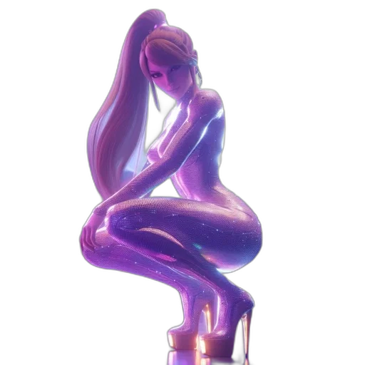 dress, hair, creature, concept art, 3d render, vaporwave, pixel art, neon lights transparent PNG cut-out