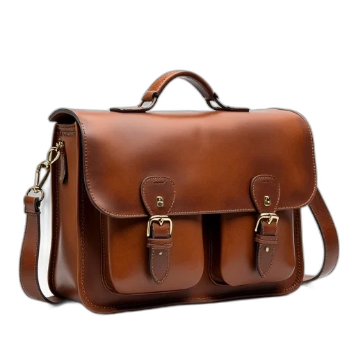 3d render, earth tones, brown, leather, briefcase, strap, two, metal transparent PNG cut-out