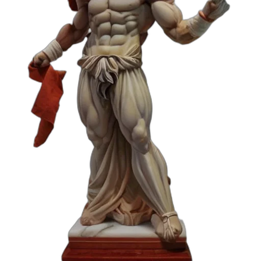 concept art, fantasy art, 3d render, photorealistic, marble, greek, statue, goku transparent PNG cut-out