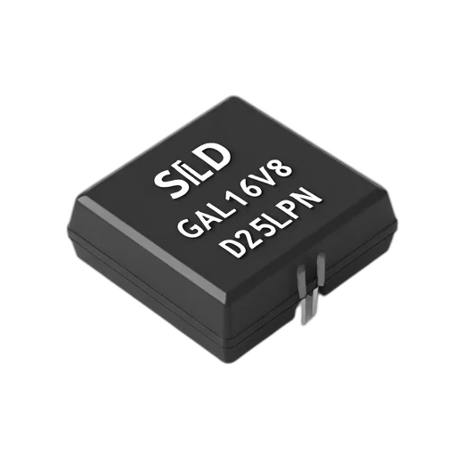 3d render, black, electronic, component, text, gal16v8-d25lpn, placed, white transparent PNG cut-out