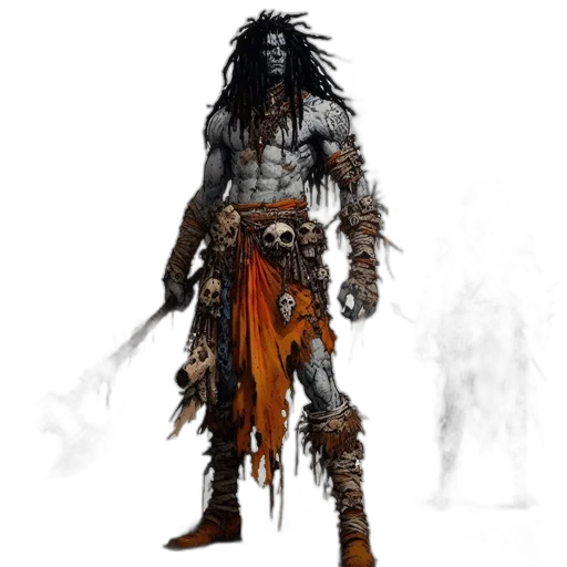 staff, creature, concept art, fantasy art, comic book art, 3d render, dark, monochrome transparent PNG cut-out