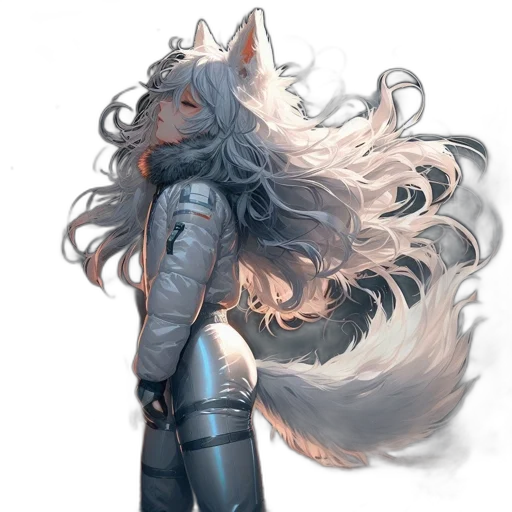 jacket, staff, hair, mask, concept art, fantasy art, watercolor, cyberpunk transparent PNG cut-out