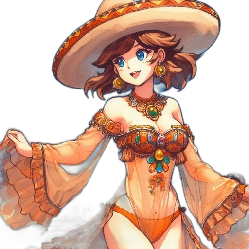 hat, dress, staff, crown, concept art, watercolor, pixel art, fantasy art transparent PNG cut-out