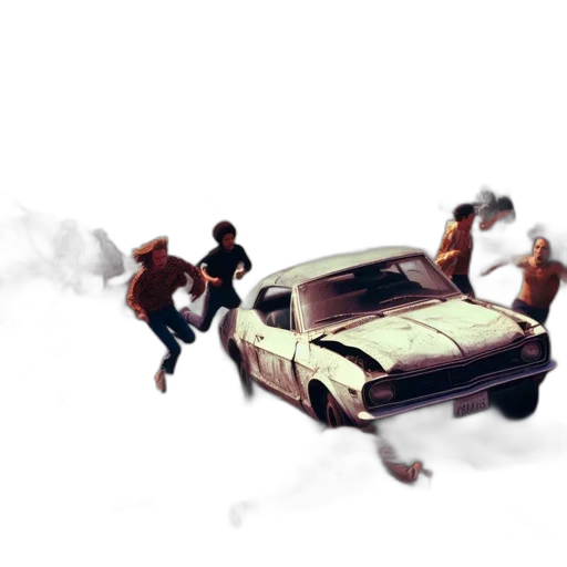 car, weapon, concept art, pixel art, comic book art, photorealistic, fog, fire transparent PNG cut-out