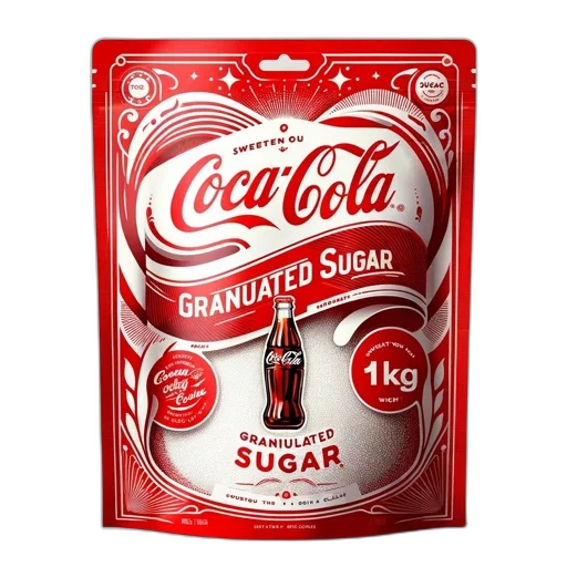 bottle, food, 3d render, 1kg, pouch, granulated, sugar, branded transparent PNG cut-out