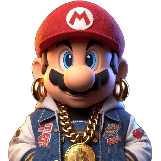 jewelry, crown, face, jacket, 3d render, concept art, photorealistic, mario transparent PNG cut-out