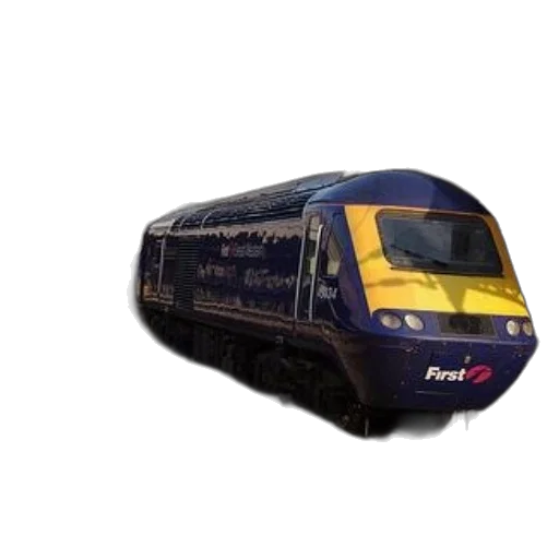 car, 3d render, photorealistic, blue, yellow, train, word, first transparent PNG cut-out