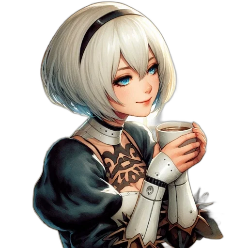 staff, face, robot, pixel art, fantasy art, anime, concept art, monochrome transparent PNG cut-out