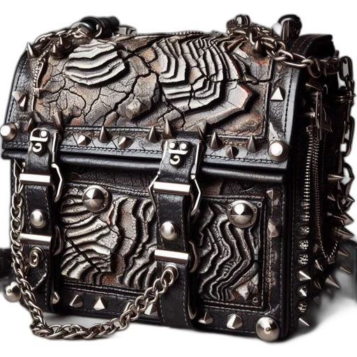 jewelry, crown, cyberpunk, vintage-inspired, handbag, features, dark, leather transparent PNG cut-out