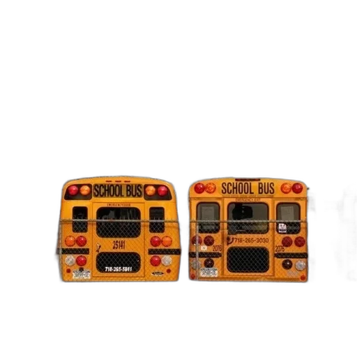 concept art, 3d render, pixel art, row, yellow, school, buses, parked transparent PNG cut-out