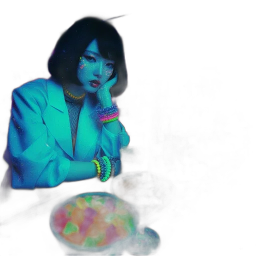 food, jacket, jewelry, staff, vaporwave, cyberpunk, concept art, anime transparent PNG cut-out