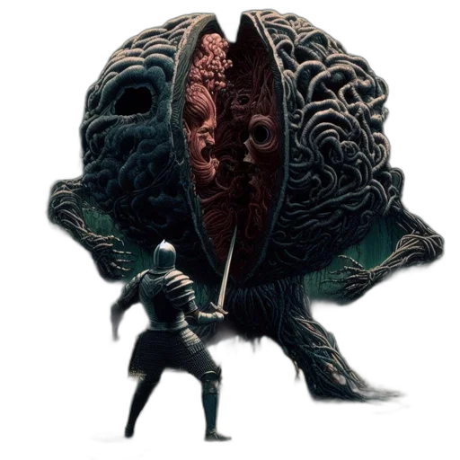 creature, mask, face, jacket, concept art, fantasy art, comic book art, cavern transparent PNG cut-out