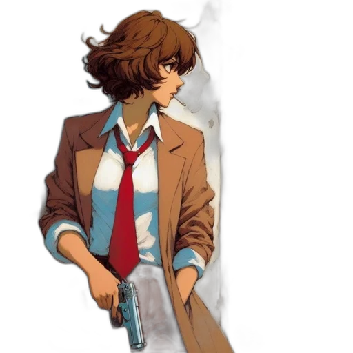 jacket, weapon, staff, concept art, comic book art, anime, pixel art, red transparent PNG cut-out