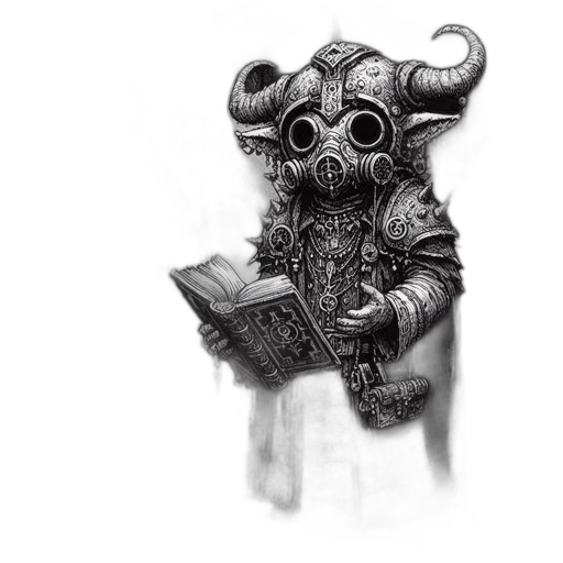 robot, mask, creature, staff, concept art, fantasy art, comic book art, cyberpunk transparent PNG cut-out