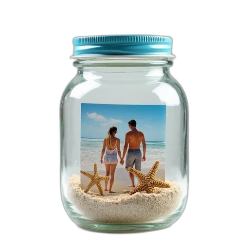 bottle, beach, clear, glass, jar, blue, rim, white transparent PNG cut-out