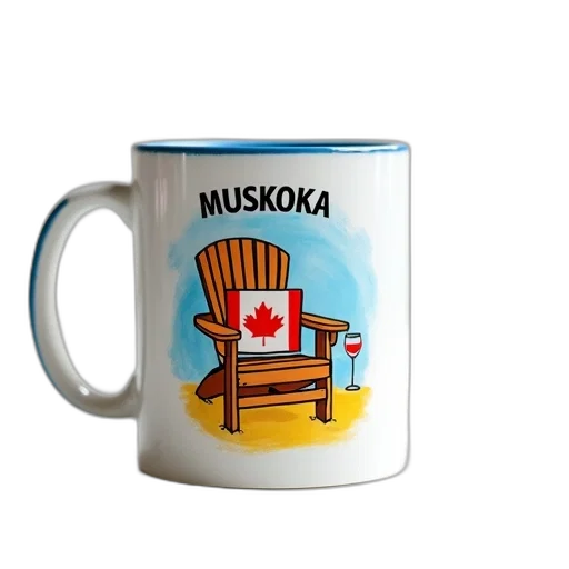 furniture, white, ceramic, mug, blue, rim, glossy, finish transparent PNG cut-out