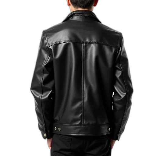 jacket, 3d render, photorealistic, person, wearing, black, leather, zipper transparent PNG cut-out