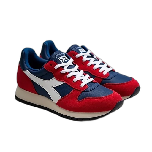 shoes, 3d render, diadoras, retro, sneaker, athletic, red, blue transparent PNG cut-out