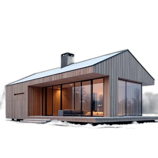building, 3d render, photorealistic, concept art, snow, earth tones, dark, monochrome transparent PNG cut-out