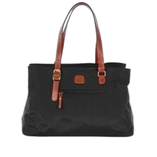 dark, black, tote, bag, brown, leather, handles, accents transparent PNG cut-out