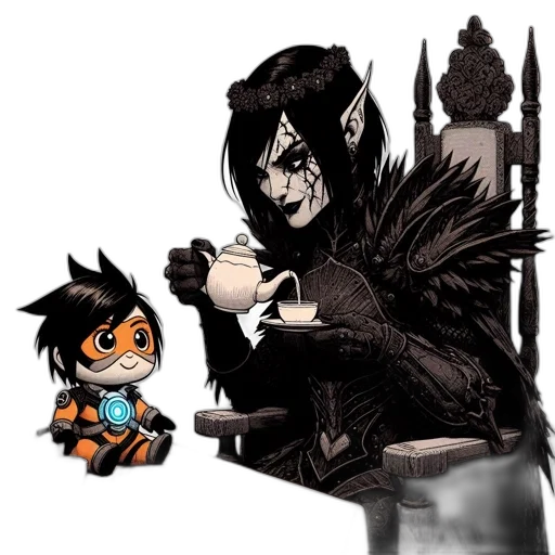 concept art, comic book art, fantasy art, pixel art, pale-skinned, woman, dark, hair transparent PNG cut-out