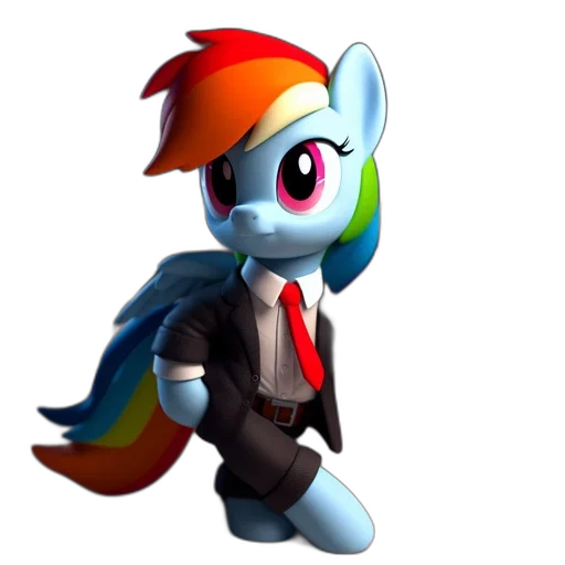 staff, jacket, concept art, 3d render, cartoon, pixel art, mlp-like, rainbow transparent PNG cut-out