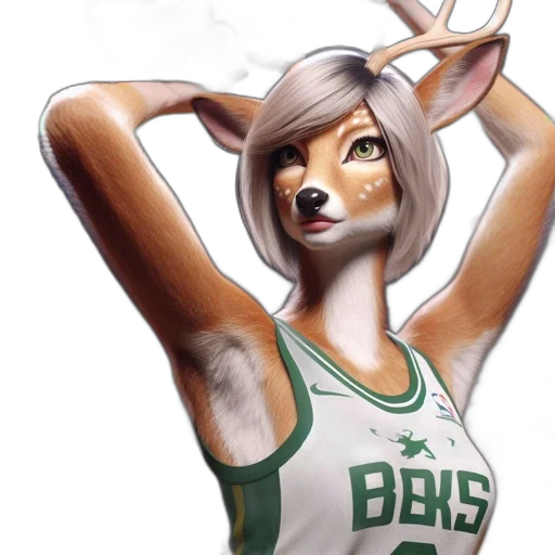 fantasy art, concept art, 3d render, photorealistic, green, animated, deer, wearing transparent PNG cut-out