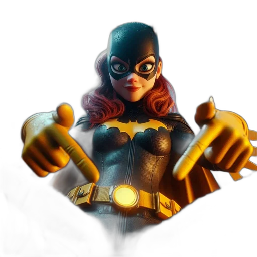 comic book art, concept art, 3d render, fantasy art, golden, batgirl, comics, character transparent PNG cut-out