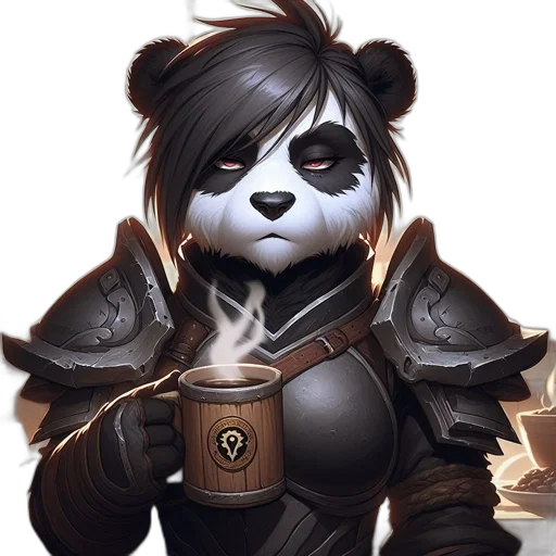 staff, animal, fantasy art, concept art, pixel art, photorealistic, anthropomorphic, panda transparent PNG cut-out