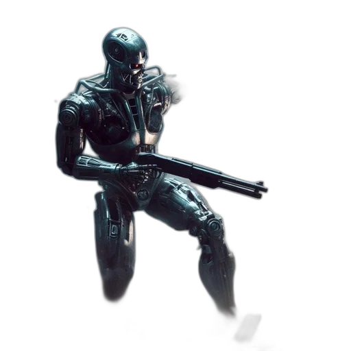 robot, weapon, staff, creature, concept art, 3d render, cyberpunk, pixel art transparent PNG cut-out