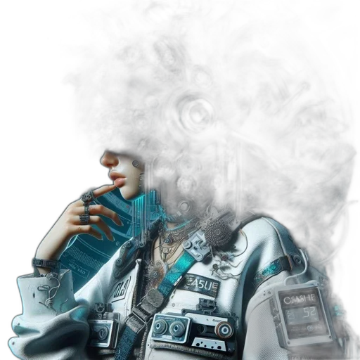 robot, face, jacket, mask, concept art, cyberpunk, photorealistic, comic book art transparent PNG cut-out