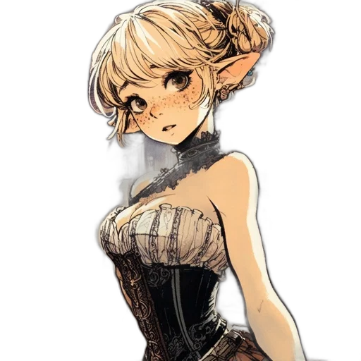 dress, staff, mask, face, fantasy art, concept art, watercolor, anime transparent PNG cut-out