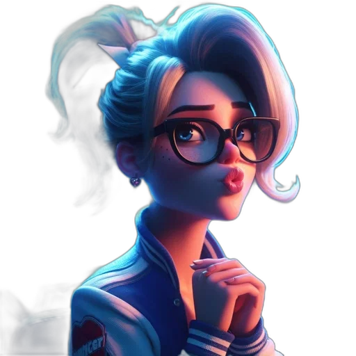staff, face, jacket, concept art, fantasy art, comic book art, cartoon, neon lights transparent PNG cut-out