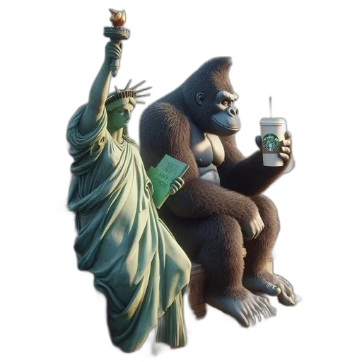 animal, creature, food, concept art, 3d render, vaporwave, photorealistic, statue transparent PNG cut-out