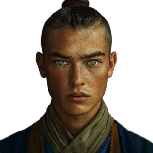 face, dragon, jacket, staff, photorealistic, fantasy art, concept art, oil painting transparent PNG cut-out