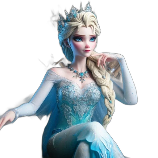 dress, crown, concept art, 3d render, fantasy art, photorealistic, snow, blue transparent PNG cut-out