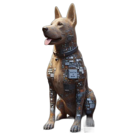 animal, jacket, robot, staff, 3d render, concept art, cyberpunk, pixel art transparent PNG cut-out